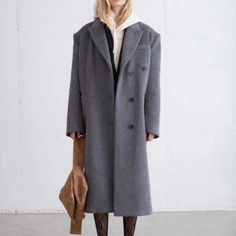 Oak + Fort Oversized Wool Blend Coat Medium Grey